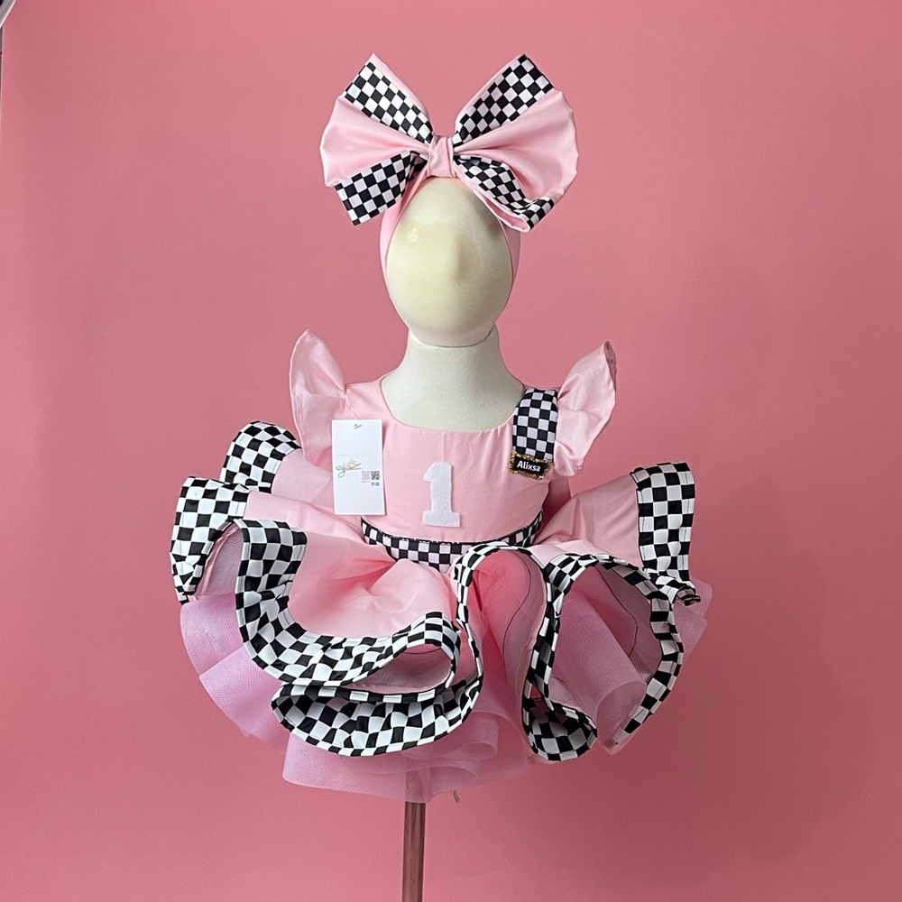 Pink and Black Checkered Kids Costume